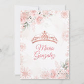 Roze Winter Roos Gouden Bloem Sweet 16 Verjaardag Kaart (Achterkant)