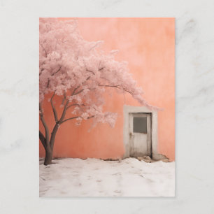 Roze Winter Scene Briefkaart