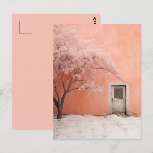 Roze Winter Scene Briefkaart (Voorkant / Achterkant)