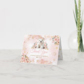 Roze Winter Schattige Beer is een meisje Baby show Bedankkaart (Voorkant)