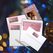 Roze Winter Setting Elegante Kerstmis Etiket