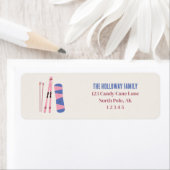 Roze Winter Ski Gear Illustratie Etiket (Insitu)