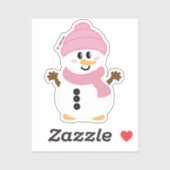 Roze Winter Sneeuwman Sticker (Vel)