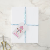 Roze Winter Sneeuwman Vrolijk Kerstfeest Cadeaulabel (Met Touw)