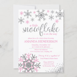 Roze Winter Sneeuwvlok Baby Shower Kaart