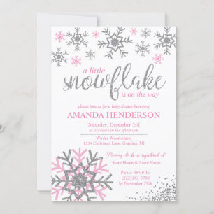 Roze Winter Sneeuwvlok Baby Shower Kaart