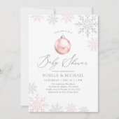 Roze Winter Sneeuwvlok Meisje Baby shower Kaart (Voorkant)