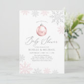 Roze Winter Sneeuwvlok Meisje Baby shower Kaart (Staand voorkant)