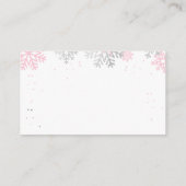 Roze Winter Sneeuwvlokken Baby shower Luier Raffle Informatiekaartje (Achterkant)