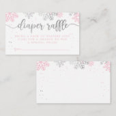 Roze Winter Sneeuwvlokken Baby shower Luier Raffle Informatiekaartje (Voorkant / Achterkant)
