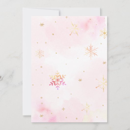 Roze Winter Sneeuwvlokken Kerstfeest Kaart (Achterkant)