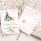 Roze Winter Sneeuwvlokken Kerstfeest Kaart