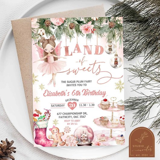 Roze Winter Snoepjes Tutu Ballerina Verjaardag Mei Kaart