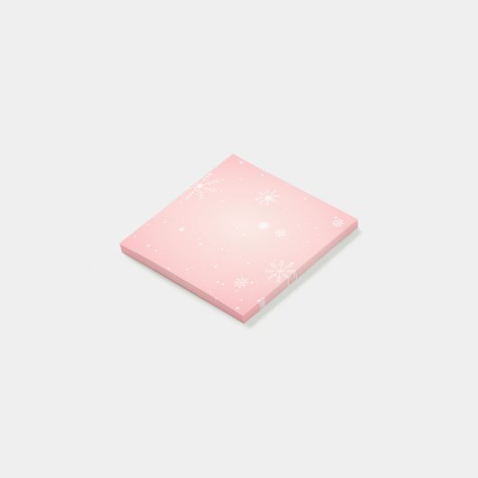 Roze Winter Snowflake Post Post-it® Notes (Schuin)
