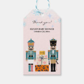 Roze Winter Snowflakes Notenkraker Baby shower Cadeaulabel (Voorkant)