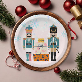 Roze Winter Snowflakes Notenkraker Baby shower Papieren Bordje