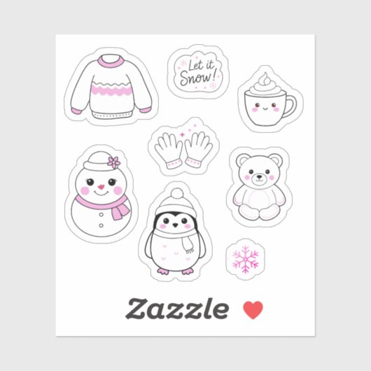 Roze winter Stickers Pack (Vel)