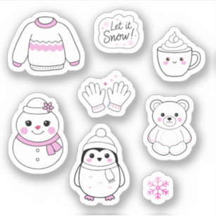 Roze winter Stickers Pack