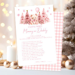 Roze Winter Teddybeer Baby Moeders of Vaders Spel