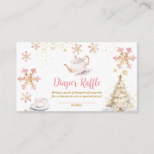 Roze Winter Thee Feestje Baby Shower Luier Raffle Informatiekaartje
