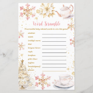 Roze Winter Thee Feestje Baby Shower Woord Door El