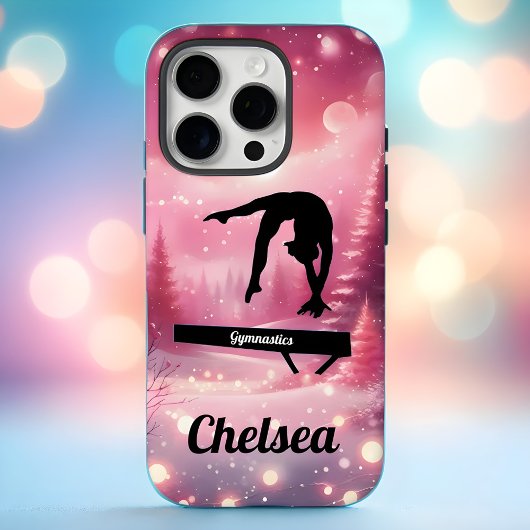 Roze Winter Turnen Evenwichtsbalk Aangepaste Feest Case-Mate iPhone Case