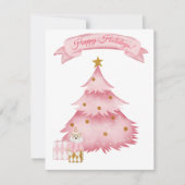 Roze winter vakantie kinderen  feestdagenkaart (Voorkant)