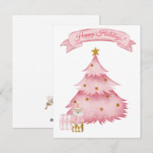 Roze winter vakantie kinderen  feestdagenkaart (Voorkant / Achterkant)