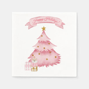 Roze winter vakantie kinderen vakantie  servet