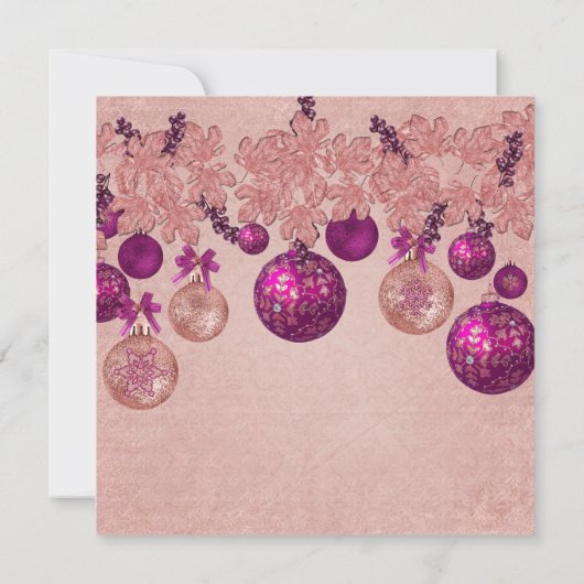 Roze Winter Vakantie Ornamenten Vrijgezellenfeest Kaart (Achterkant)