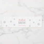 Roze Winter Verjaardagsfeestje Waterfles Label Etiket (Enkel label)