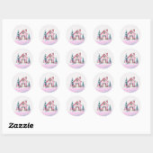 Roze Winter Village Gingerbread House Ronde Sticker (Vel)