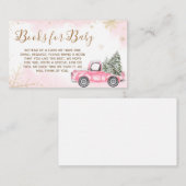 Roze Winter Vrachtwagen Baby shower Boeken voor Ba Informatiekaartje (Voorkant / Achterkant)