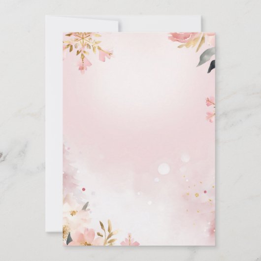 Roze Winter Wonderful Snowflake Bloemen Verjaardag Kaart (Achterkant)