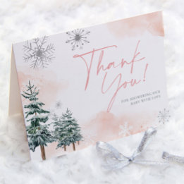 Roze Winter Wonderland Baby Shower Bedankt