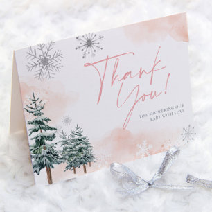 Roze Winter Wonderland Baby Shower Bedankt