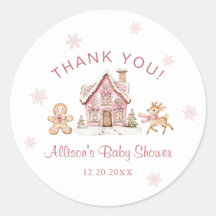 Roze Winter Wonderland Baby Shower Bedankt