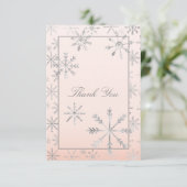 Roze Winter Wonderland Baby shower Dank u Bedankkaart (Staand voorkant)