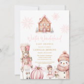 Roze Winter Wonderland Baby shower Kaart (Voorkant)