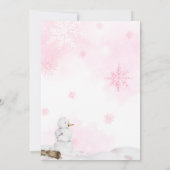 Roze Winter Wonderland Baby shower Kaart (Achterkant)