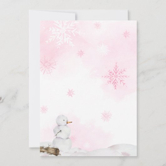 Roze Winter Wonderland Baby shower Kaart (Achterkant)