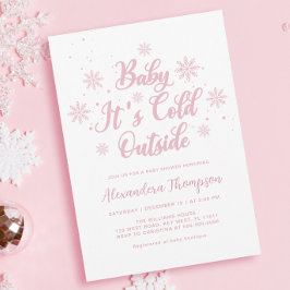 Roze Winter Wonderland Baby shower Kaart