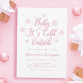 Roze Winter Wonderland Baby shower Kaart