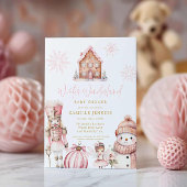 Roze Winter Wonderland Baby shower Kaart