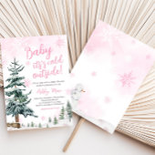 Roze Winter Wonderland Baby shower Kaart