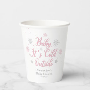 Roze Winter Wonderland Baby shower Papieren Bekers