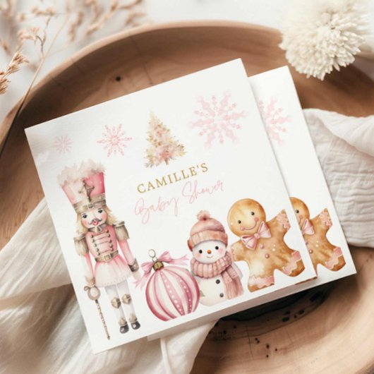 Roze Winter Wonderland Baby shower Servet