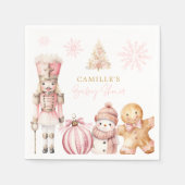 Roze Winter Wonderland Baby shower Servet (Voorkant)