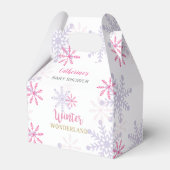 Roze Winter Wonderland Baby shower Snowflakes Girl Bedankdoosjes (Voorkant Zijde)
