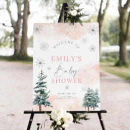 Roze Winter Wonderland Baby Shower Welkom Bord